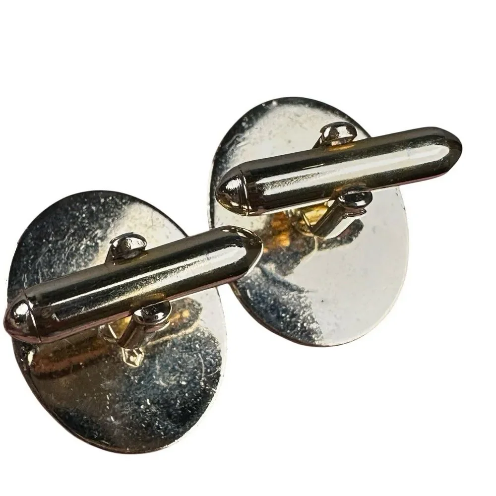 VTG Anson Pat Pend Golf Club Tee Ball Tigers Eye Stone Cufflinks‎ Gold Plated
